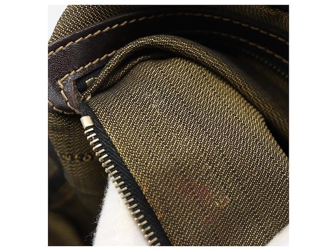 FENDI Zucca Canvas Mamma Baguette Shoulder Bag Black Brown Auth 181871M Marrone Nero - vista 21