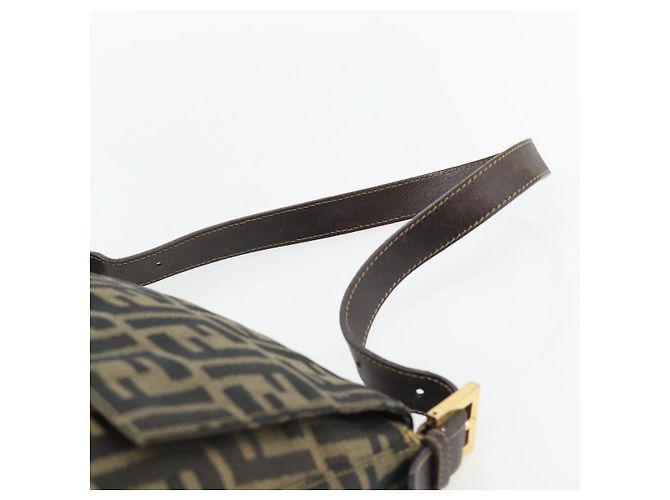FENDI Zucca Canvas Mamma Baguette Shoulder Bag Black Brown Auth 181871M Marrone Nero - vista 8