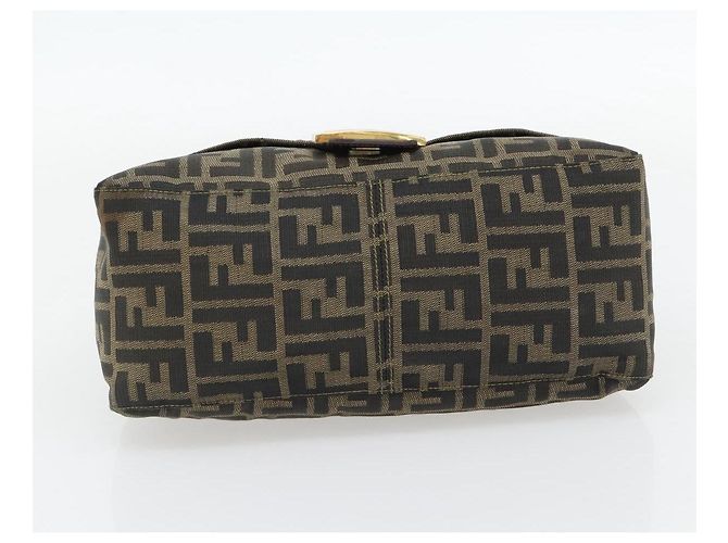 FENDI Zucca Canvas Mamma Baguette Shoulder Bag Black Brown Auth 181871M Marrone Nero - vista 9