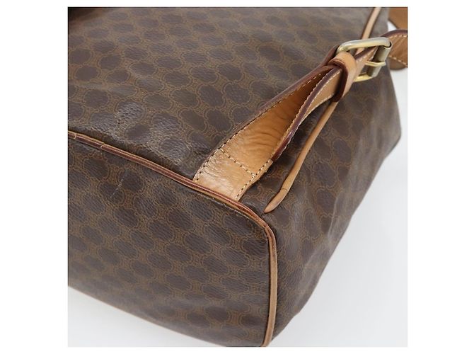 Céline Zaino CELINE Macadam Canvas PVC Pelle Marrone Oro Auth bs35270 D'oro - vista 14