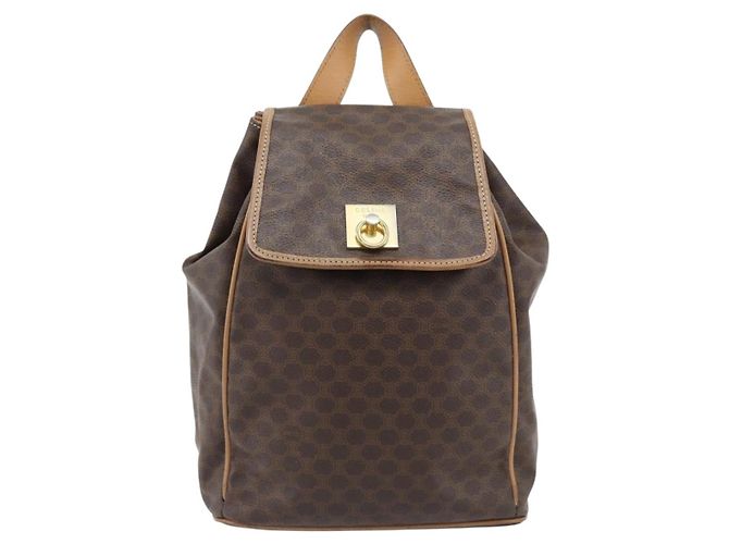 Céline Zaino CELINE Macadam Canvas PVC Pelle Marrone Oro Auth bs35270 D'oro - vista 2