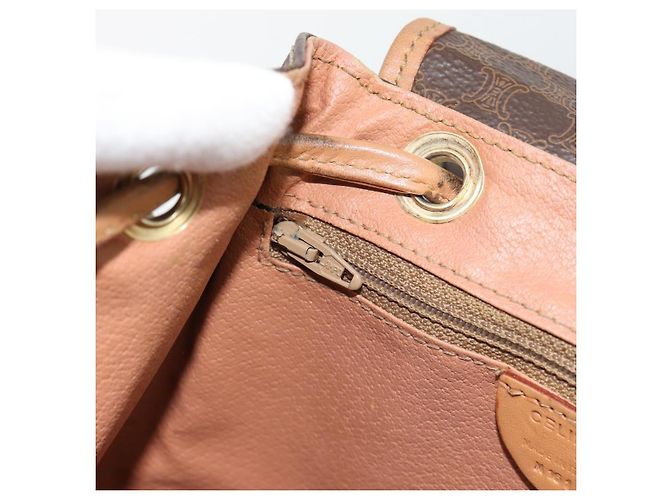Céline Zaino CELINE Macadam Canvas PVC Pelle Marrone Oro Auth bs35270 D'oro - vista 21