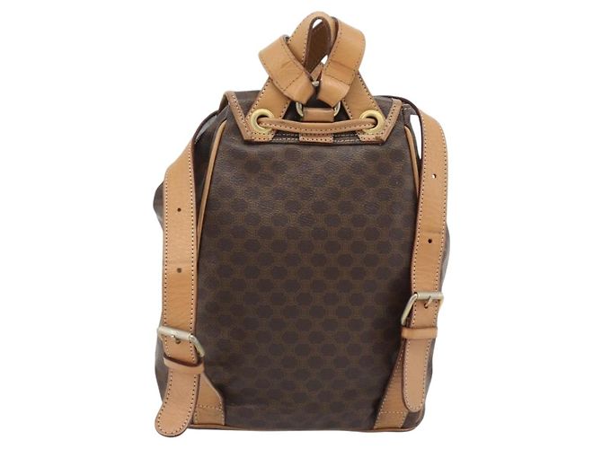 Céline Zaino CELINE Macadam Canvas PVC Pelle Marrone Oro Auth bs35270 D'oro - vista 3