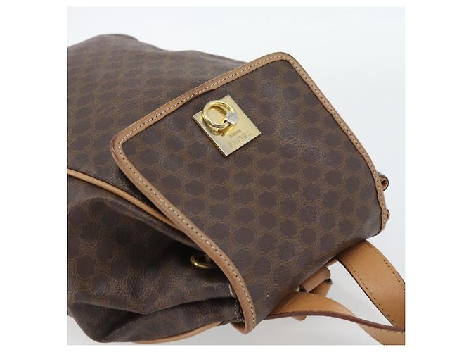 Céline Zaino CELINE Macadam Canvas PVC Pelle Marrone Oro Auth bs35270 D'oro - vista 6