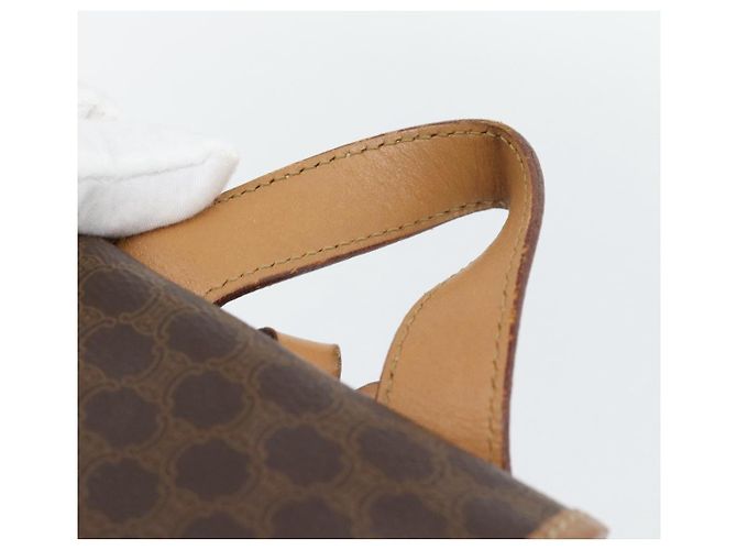 Céline Zaino CELINE Macadam Canvas PVC Pelle Marrone Oro Auth bs35270 D'oro - vista 8