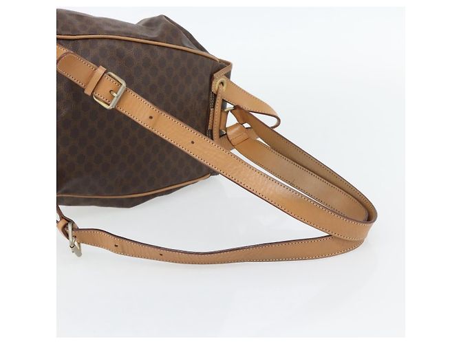 Céline Zaino CELINE Macadam Canvas PVC Pelle Marrone Oro Auth bs35270 D'oro - vista 9