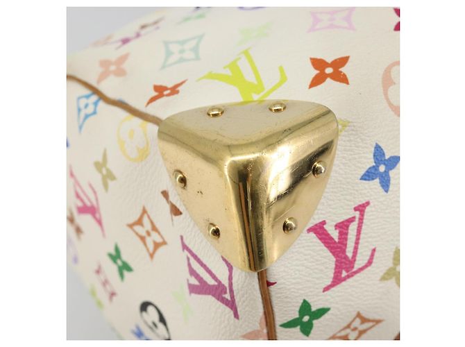 LOUIS VUITTON Monogram Multicolor Speedy 30 Borsa Bianca Bron M92643 LV Auth 181700 Bianco Bronzo - vista 14