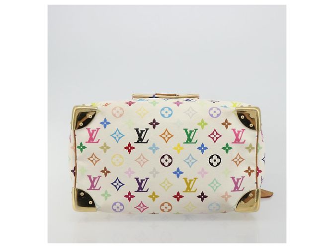LOUIS VUITTON Monogram Multicolor Speedy 30 Borsa Bianca Bron M92643 LV Auth 181700 Bianco Bronzo - vista 5