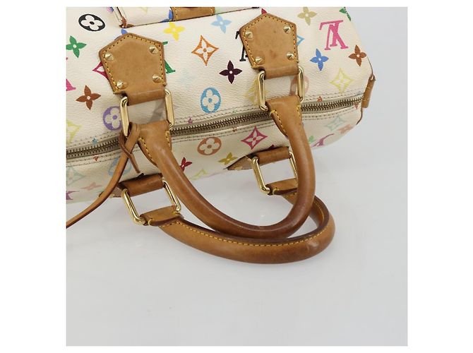 LOUIS VUITTON Monogram Multicolor Speedy 30 Borsa Bianca Bron M92643 LV Auth 181700 Bianco Bronzo - vista 7