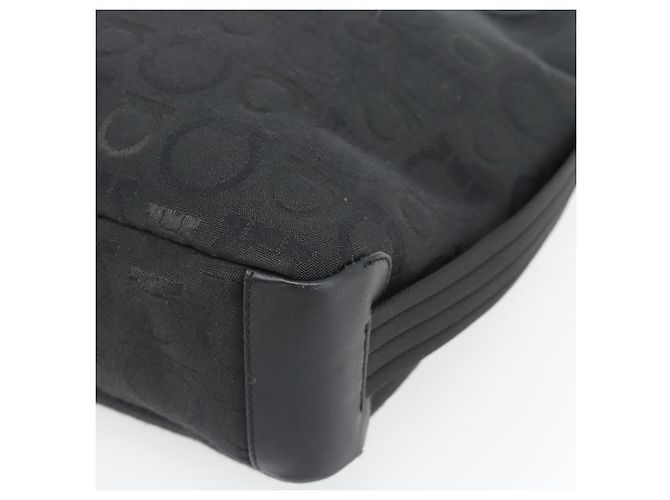 Borsa a tracolla Salvatore Ferragamo Gancini in tela nero argento Auth ka4493A - vista 10