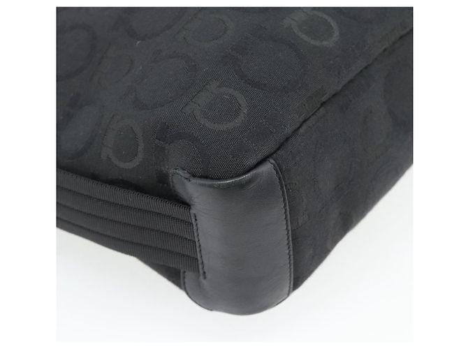Borsa a tracolla Salvatore Ferragamo Gancini in tela nero argento Auth ka4493A - vista 13