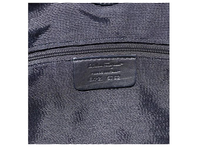 Borsa a tracolla Salvatore Ferragamo Gancini in tela nero argento Auth ka4493A - vista 14
