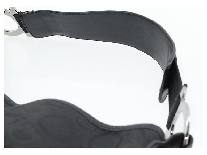 Borsa a tracolla Salvatore Ferragamo Gancini in tela nero argento Auth ka4493A - vista 8