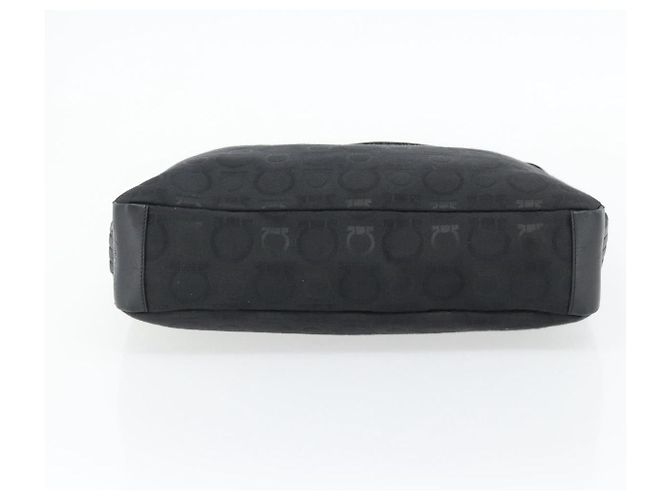 Borsa a tracolla Salvatore Ferragamo Gancini in tela nero argento Auth ka4493A - vista 9