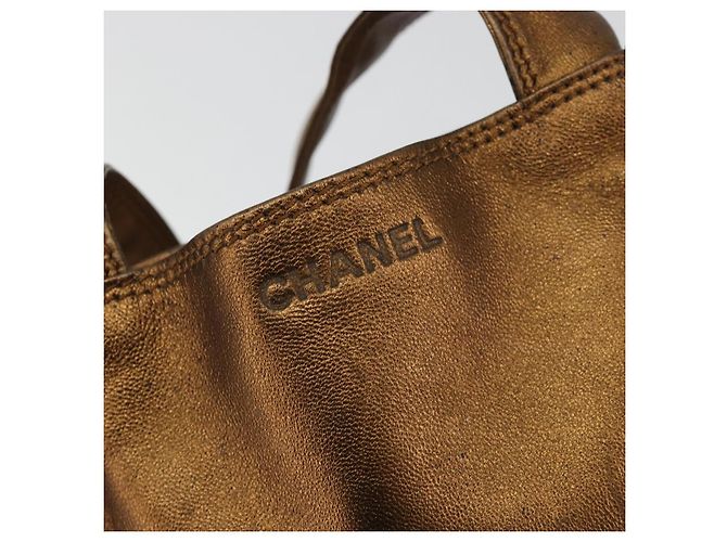 Borsa a Spalla CHANEL Pelle Bronzo Oro CC Auth BA13008A D'oro - vista 14