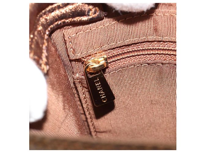 Borsa a Spalla CHANEL Pelle Bronzo Oro CC Auth BA13008A D'oro - vista 19