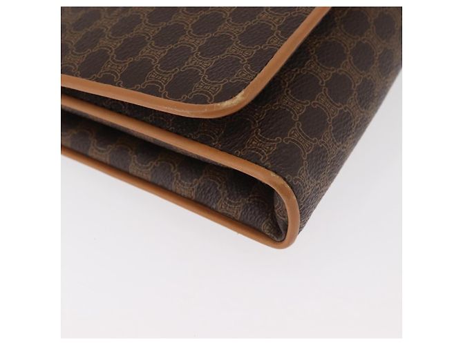 Céline Borsa a tracolla CELINE Macadam Canvas PVC Pelle Marrone Oro Auth BA13279 D'oro - vista 10