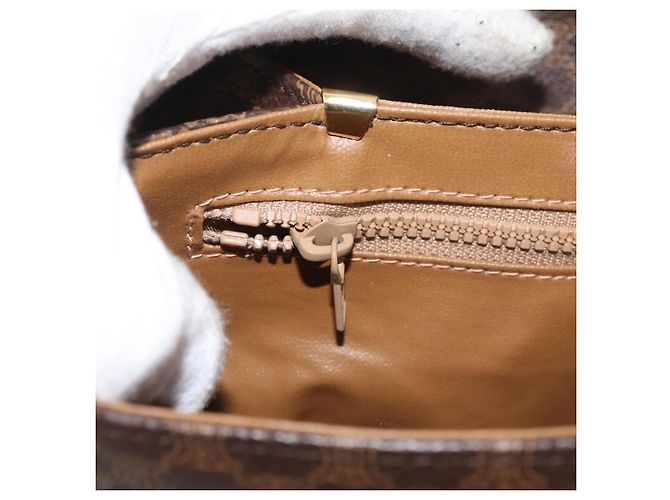 Céline Borsa a tracolla CELINE Macadam Canvas PVC Pelle Marrone Oro Auth BA13279 D'oro - vista 21