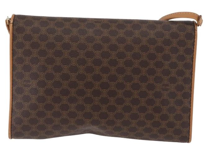 Céline Borsa a tracolla CELINE Macadam Canvas PVC Pelle Marrone Oro Auth BA13279 D'oro - vista 3