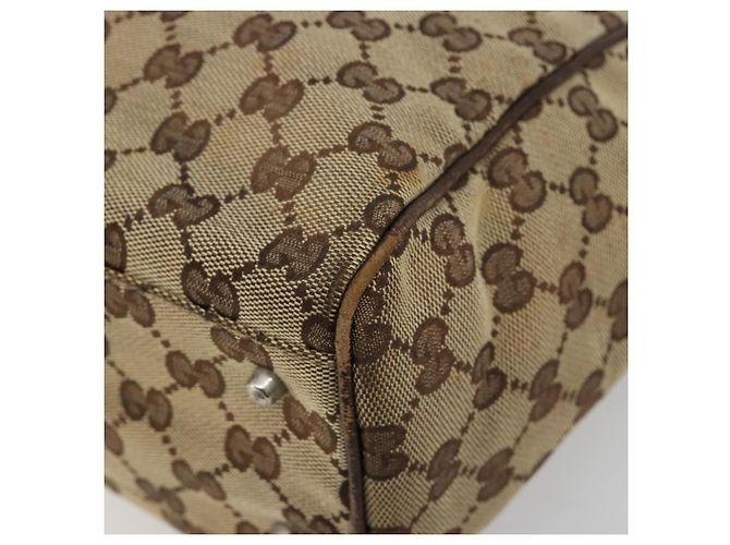 Borsa GUCCI GG Canvas Web Sherry Line Beige Argento Auth 178849 - vista 10