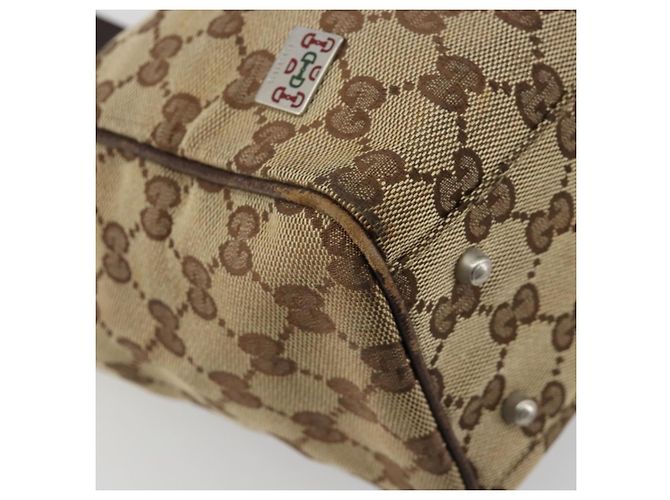 Borsa GUCCI GG Canvas Web Sherry Line Beige Argento Auth 178849 - vista 11