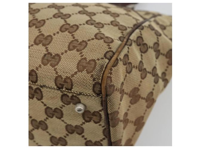 Borsa GUCCI GG Canvas Web Sherry Line Beige Argento Auth 178849 - vista 12