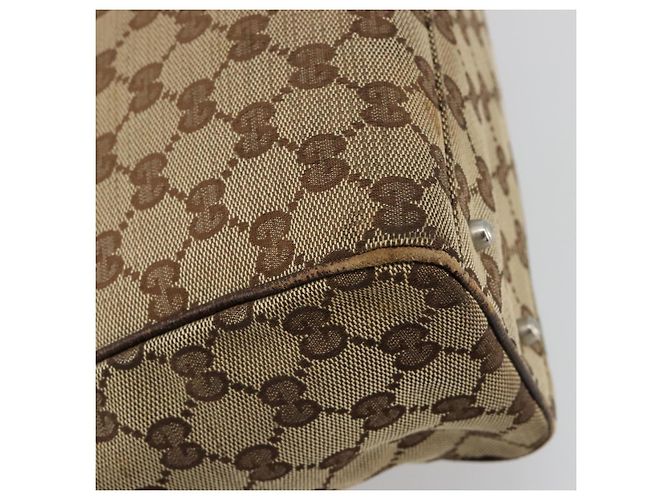 Borsa GUCCI GG Canvas Web Sherry Line Beige Argento Auth 178849 - vista 13