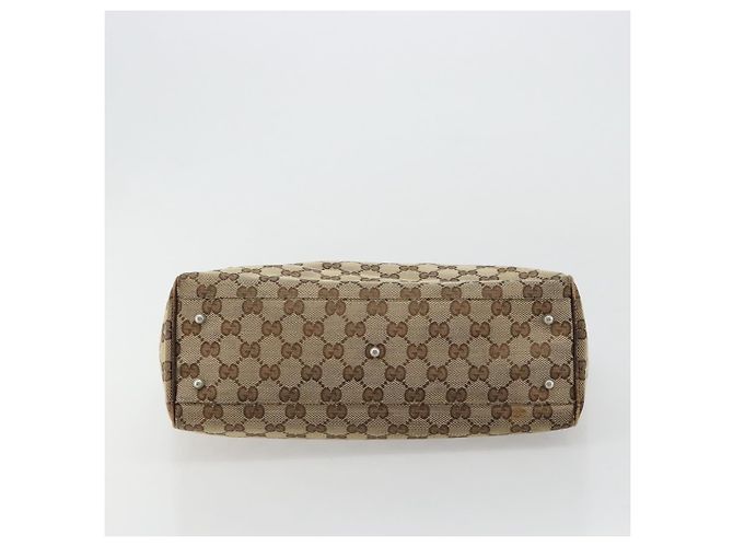 Borsa GUCCI GG Canvas Web Sherry Line Beige Argento Auth 178849 - vista 9