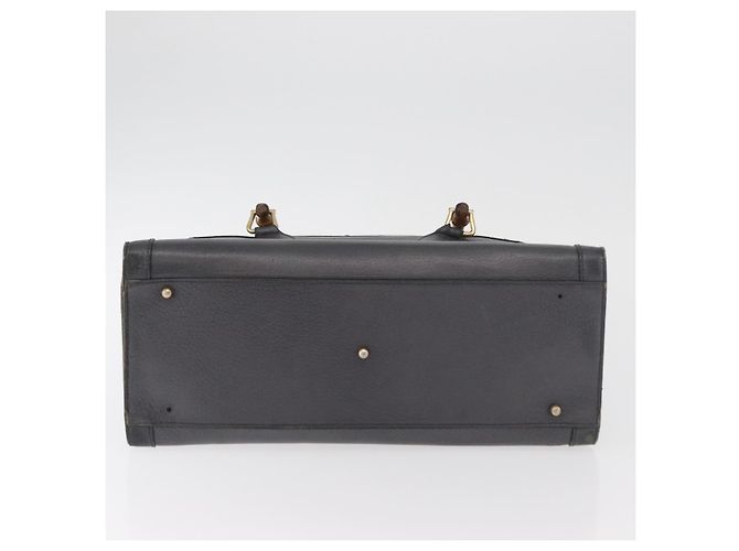 Borsa Tote GUCCI Bamboo in pelle nera e oro Auth 180798 Nero D'oro - vista 11