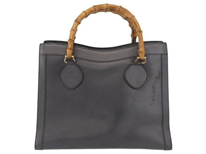 Borsa Tote GUCCI Bamboo in pelle nera e oro Auth 180798 Nero D'oro - vista 2