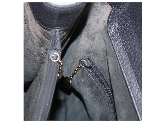Borsa Tote GUCCI Bamboo in pelle nera e oro Auth 180798 Nero D'oro - vista 25