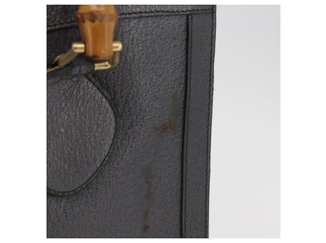 Borsa Tote GUCCI Bamboo in pelle nera e oro Auth 180798 Nero D'oro - vista 3