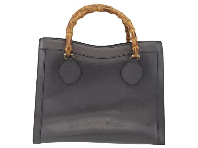 Borsa Tote GUCCI Bamboo in pelle nera e oro Auth 180798 Nero D'oro - vista 4