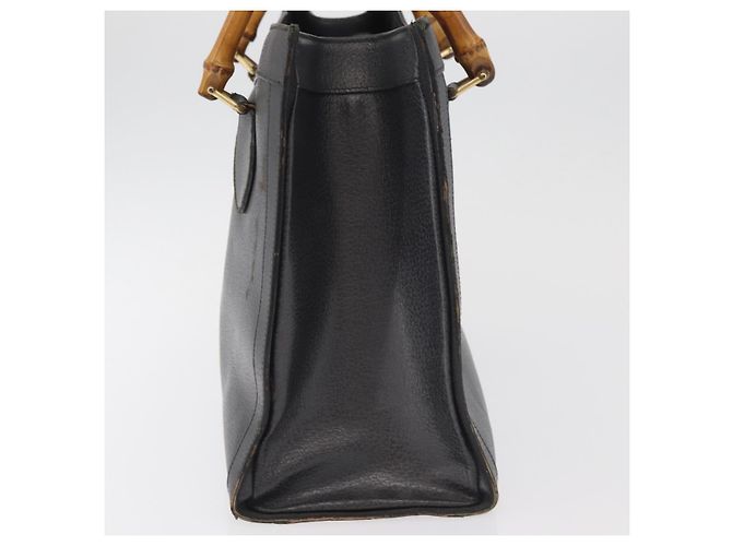 Borsa Tote GUCCI Bamboo in pelle nera e oro Auth 180798 Nero D'oro - vista 6