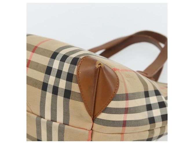 Borsa a mano Burberry Nova Check in tela beige e oro Auth ka4541 D'oro - vista 10