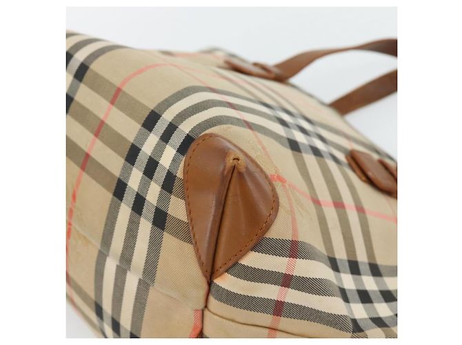 Borsa a mano Burberry Nova Check in tela beige e oro Auth ka4541 D'oro - vista 12
