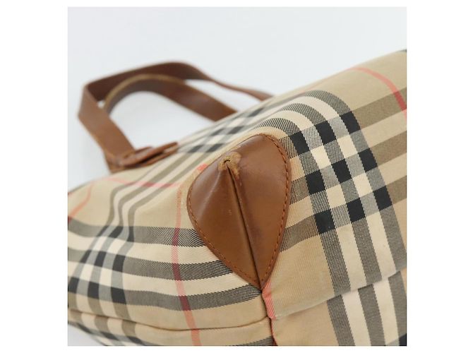 Borsa a mano Burberry Nova Check in tela beige e oro Auth ka4541 D'oro - vista 13