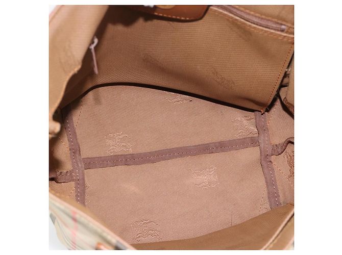 Borsa a mano Burberry Nova Check in tela beige e oro Auth ka4541 D'oro - vista 14