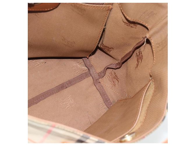 Borsa a mano Burberry Nova Check in tela beige e oro Auth ka4541 D'oro - vista 15