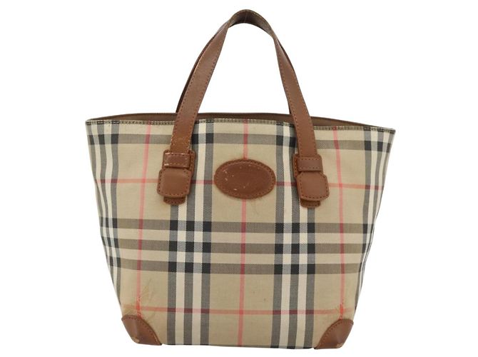 Borsa a mano Burberry Nova Check in tela beige e oro Auth ka4541 D'oro - vista 2