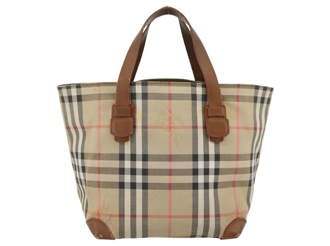 Borsa a mano Burberry Nova Check in tela beige e oro Auth ka4541 D'oro - vista 3