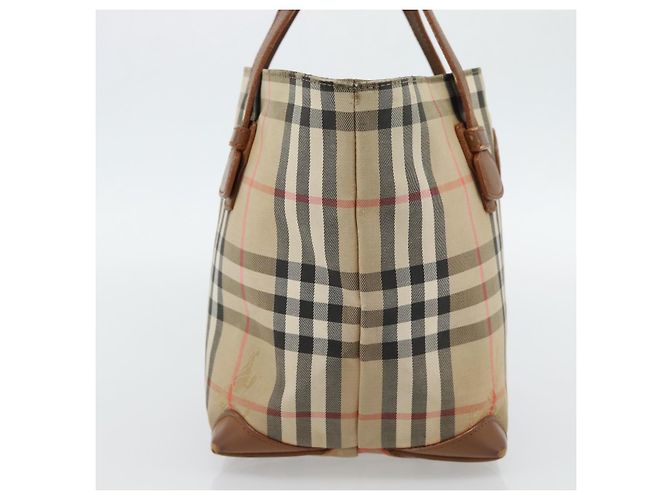 Borsa a mano Burberry Nova Check in tela beige e oro Auth ka4541 D'oro - vista 4