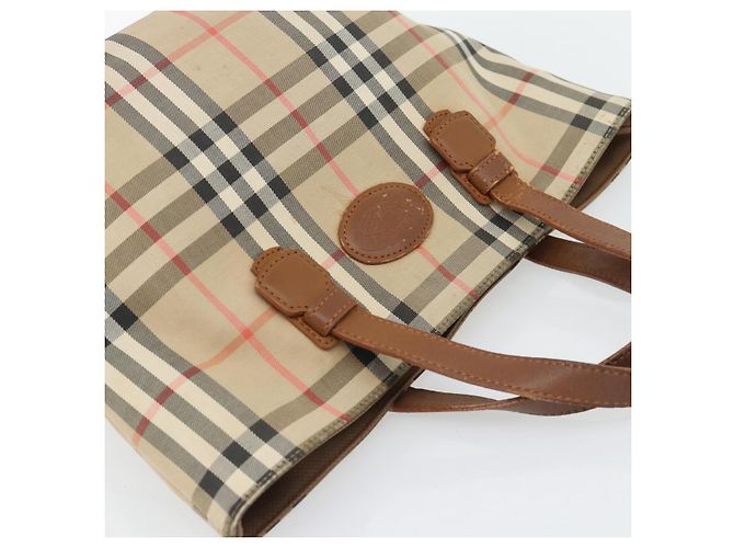 Borsa a mano Burberry Nova Check in tela beige e oro Auth ka4541 D'oro - vista 6