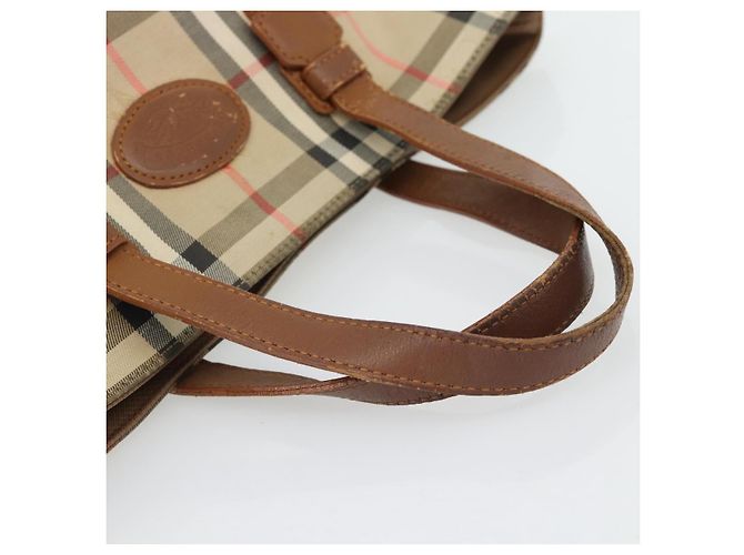 Borsa a mano Burberry Nova Check in tela beige e oro Auth ka4541 D'oro - vista 7