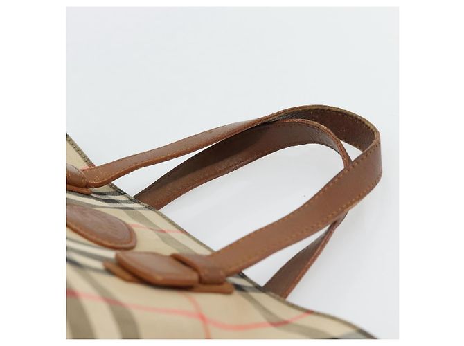 Borsa a mano Burberry Nova Check in tela beige e oro Auth ka4541 D'oro - vista 8