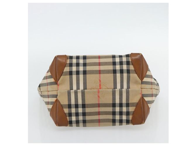Borsa a mano Burberry Nova Check in tela beige e oro Auth ka4541 D'oro - vista 9