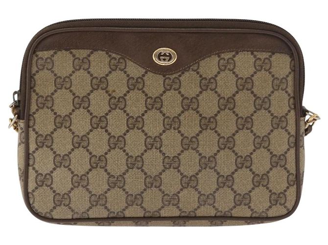 Borsa a Spalla GUCCI GG Supreme PVC Beige Oro 89 02 068 Auth 180116 D'oro - vista 2