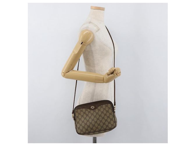 Borsa a Spalla GUCCI GG Supreme PVC Beige Oro 89 02 068 Auth 180116 D'oro - vista 21