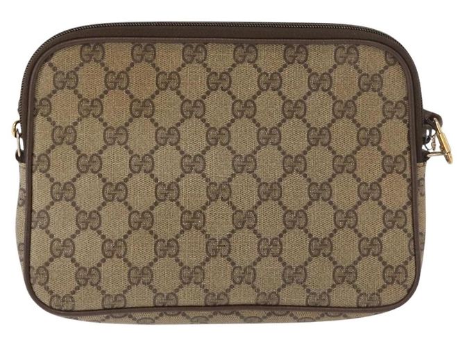 Borsa a Spalla GUCCI GG Supreme PVC Beige Oro 89 02 068 Auth 180116 D'oro - vista 3