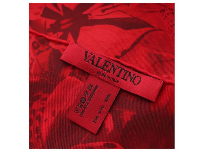 VALENTINO Pañuelo de seda floral Rojo Auth am11699V Roja - vista 12
